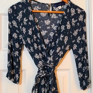Tie-front peplum blouse